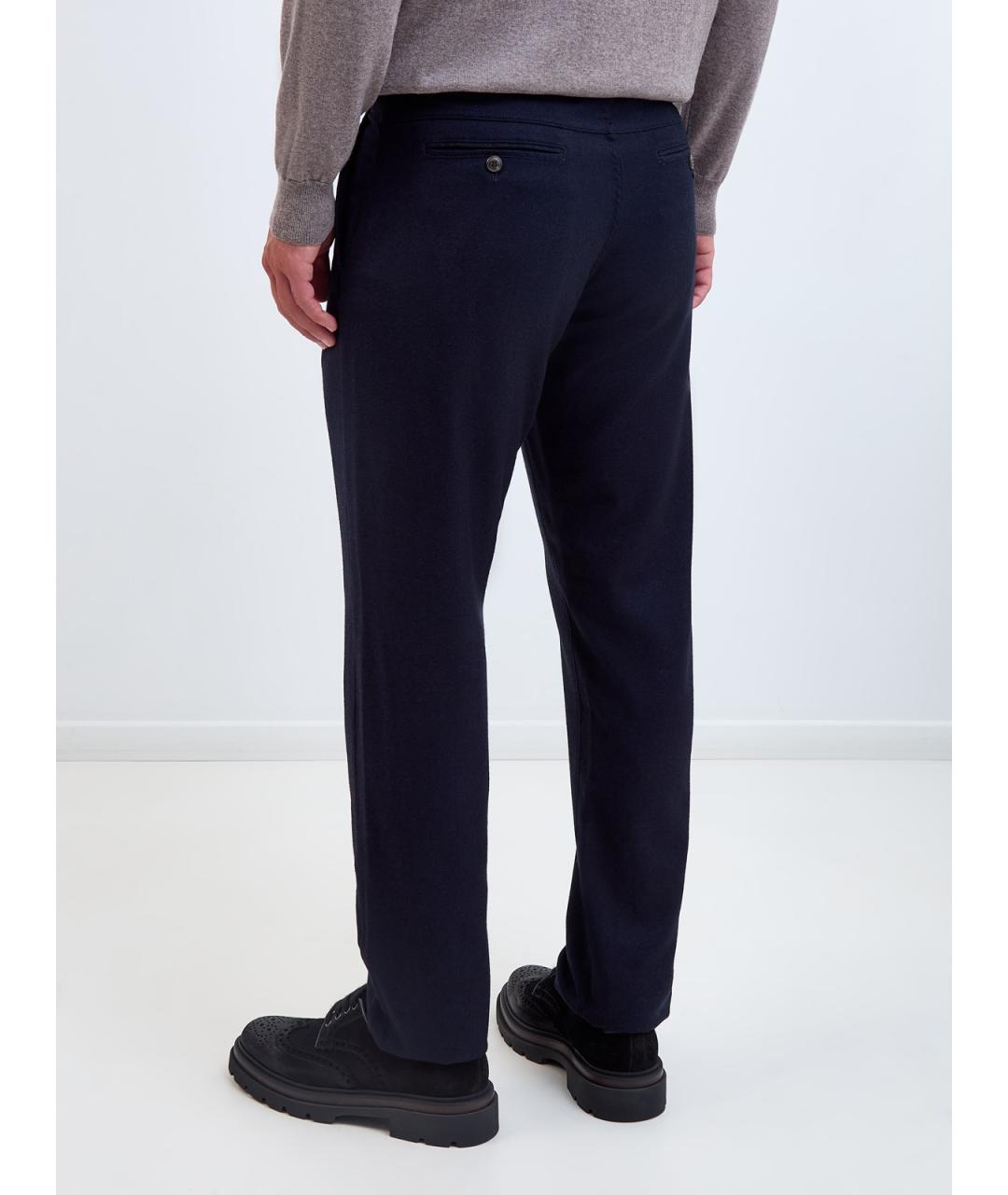 CANALI Синие шерстяные повседневные брюки, фото 4