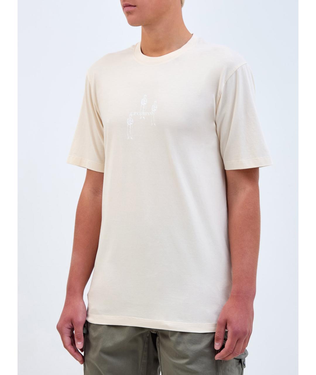 CP COMPANY Бежевая хлопковая футболка, фото 3