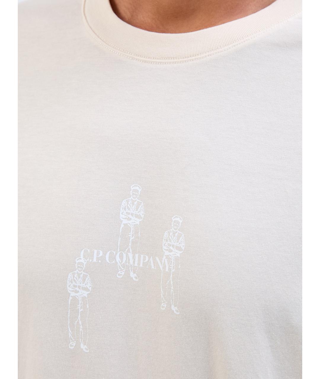 CP COMPANY Бежевая хлопковая футболка, фото 5