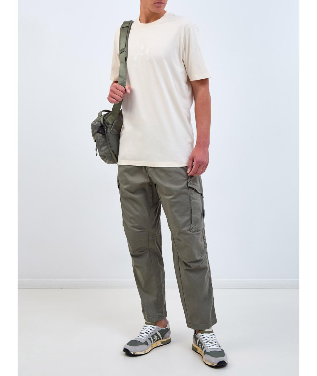 CP COMPANY Бежевая хлопковая футболка, фото 2