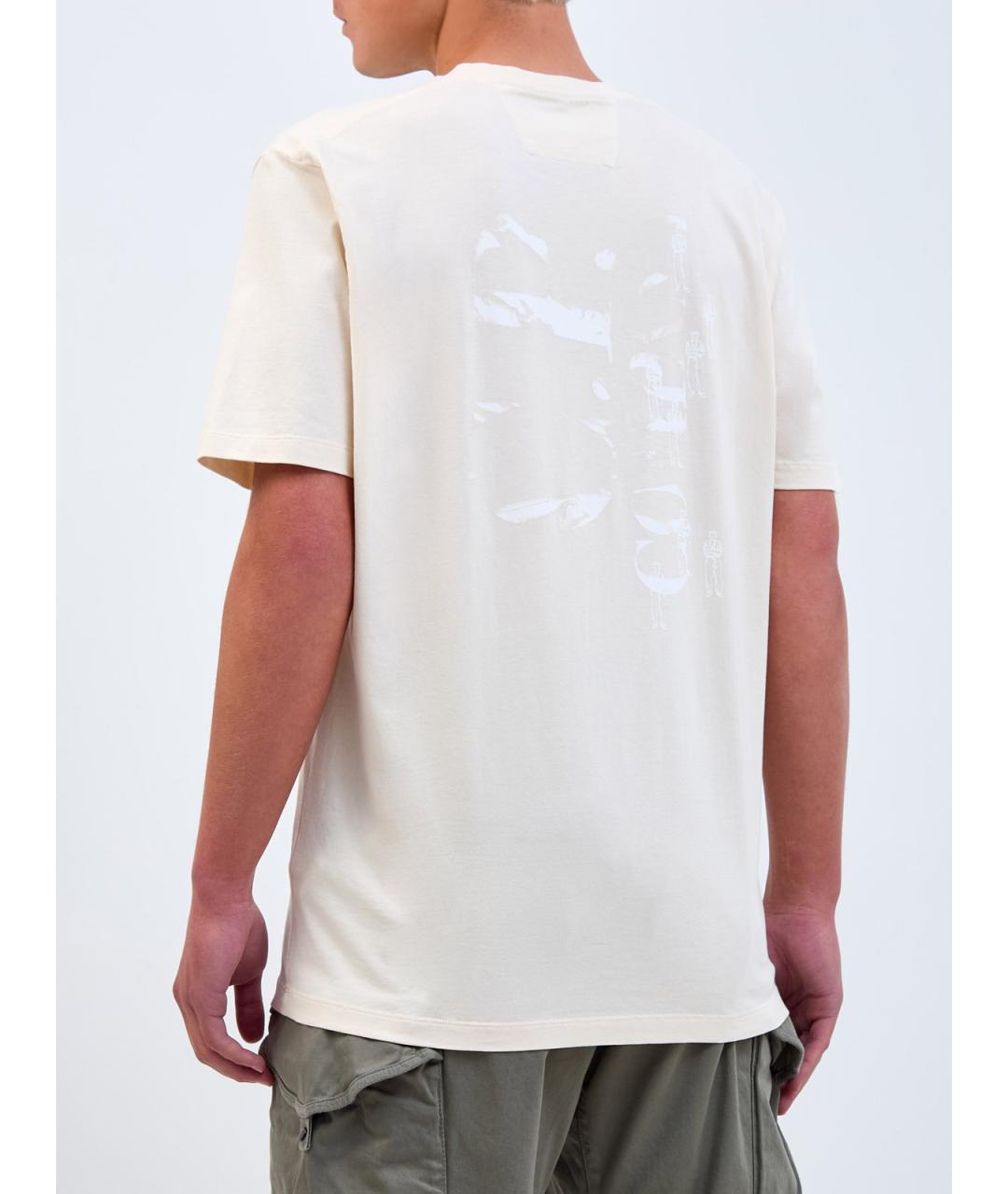 CP COMPANY Бежевая хлопковая футболка, фото 4