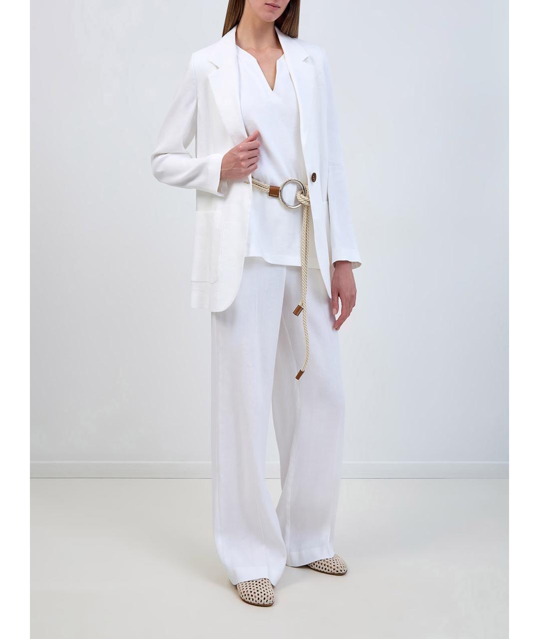LORENA ANTONIAZZI Белый льняной жакет/пиджак, фото 2