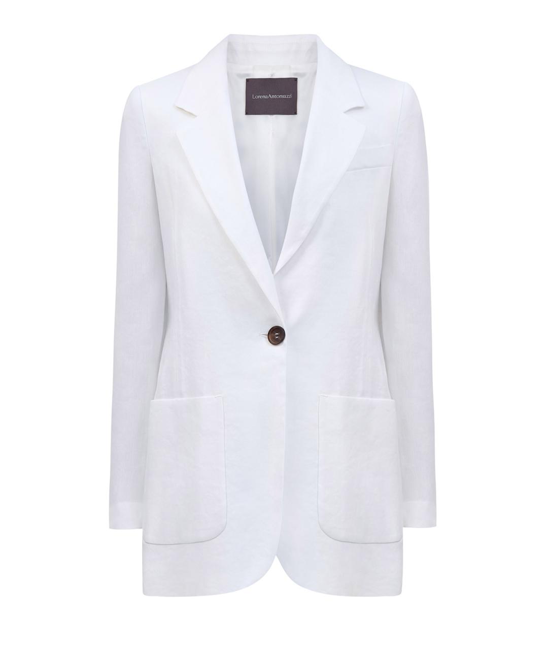 LORENA ANTONIAZZI Белый льняной жакет/пиджак, фото 1