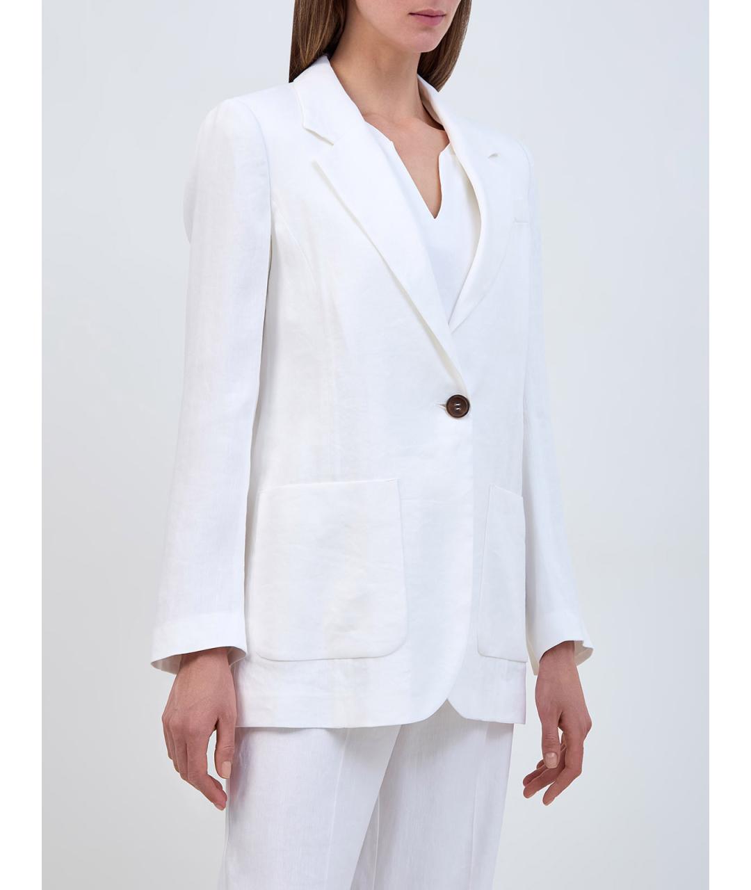 LORENA ANTONIAZZI Белый льняной жакет/пиджак, фото 3