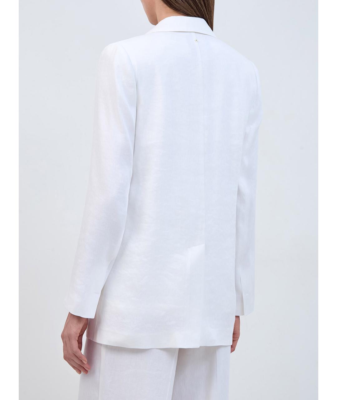 LORENA ANTONIAZZI Белый льняной жакет/пиджак, фото 4