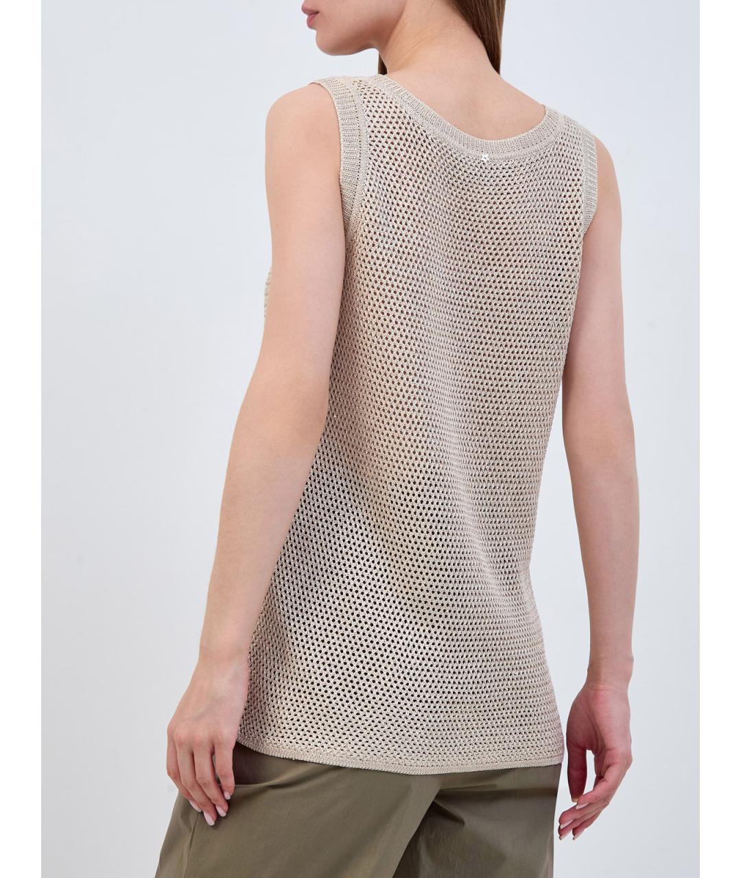 LORENA ANTONIAZZI Бежевая вискозная майка, фото 4