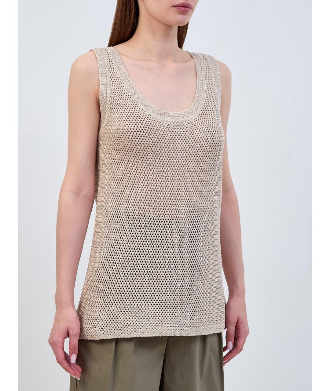 LORENA ANTONIAZZI Бежевая вискозная майка, фото 3