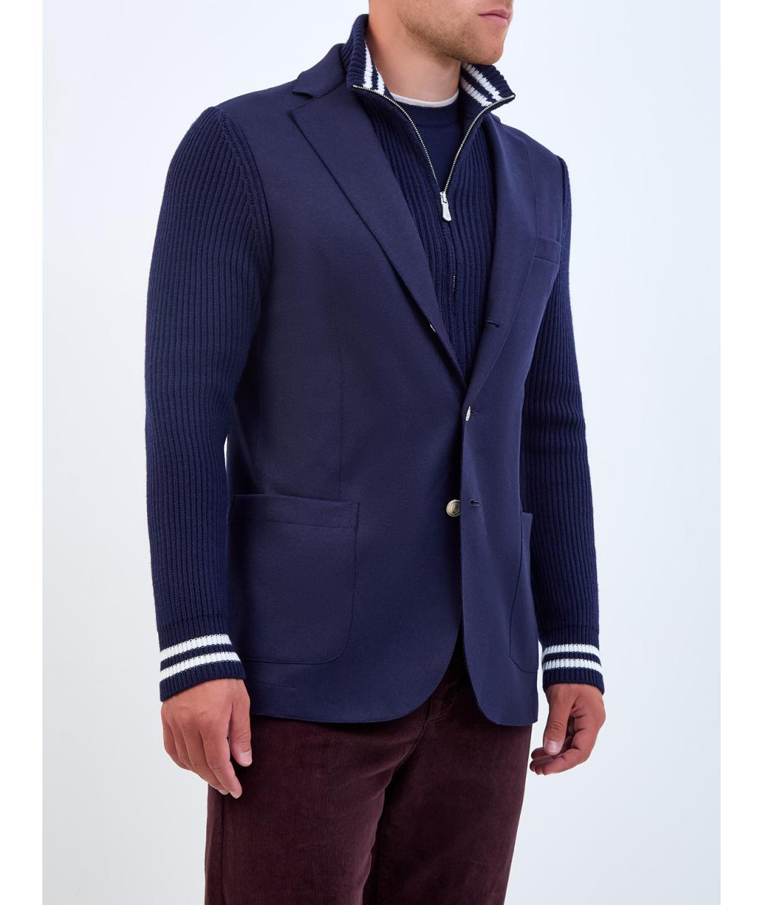 ELEVENTY Синий шерстяной пиджак, фото 3