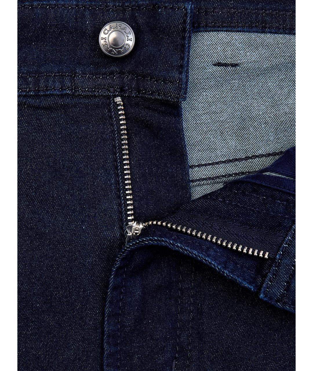 CANALI Темно-синие хлопковые прямые джинсы, фото 6