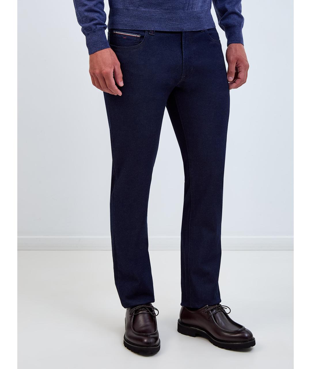 CANALI Темно-синие хлопковые прямые джинсы, фото 3