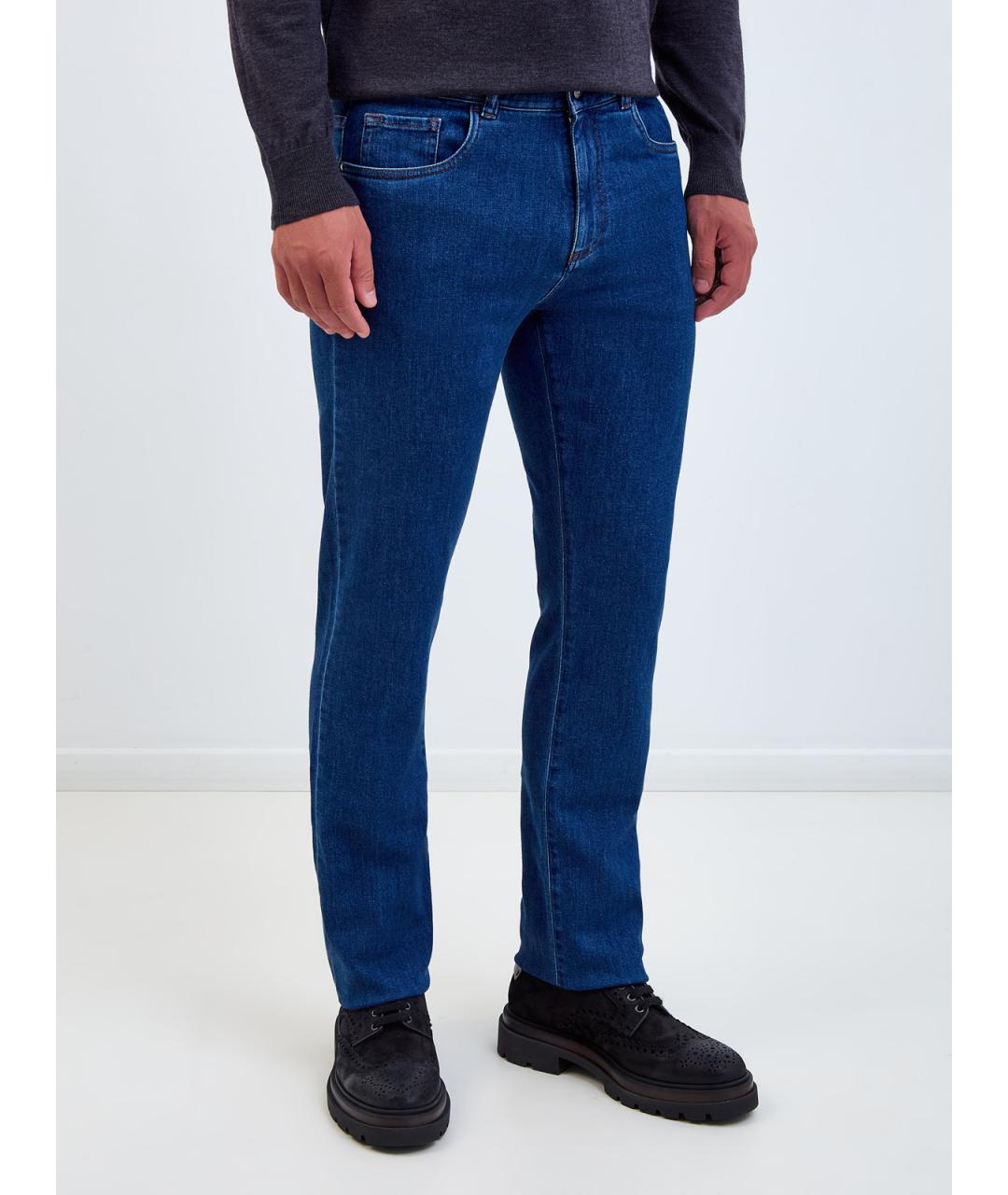 CANALI Синие хлопковые джинсы скинни, фото 3