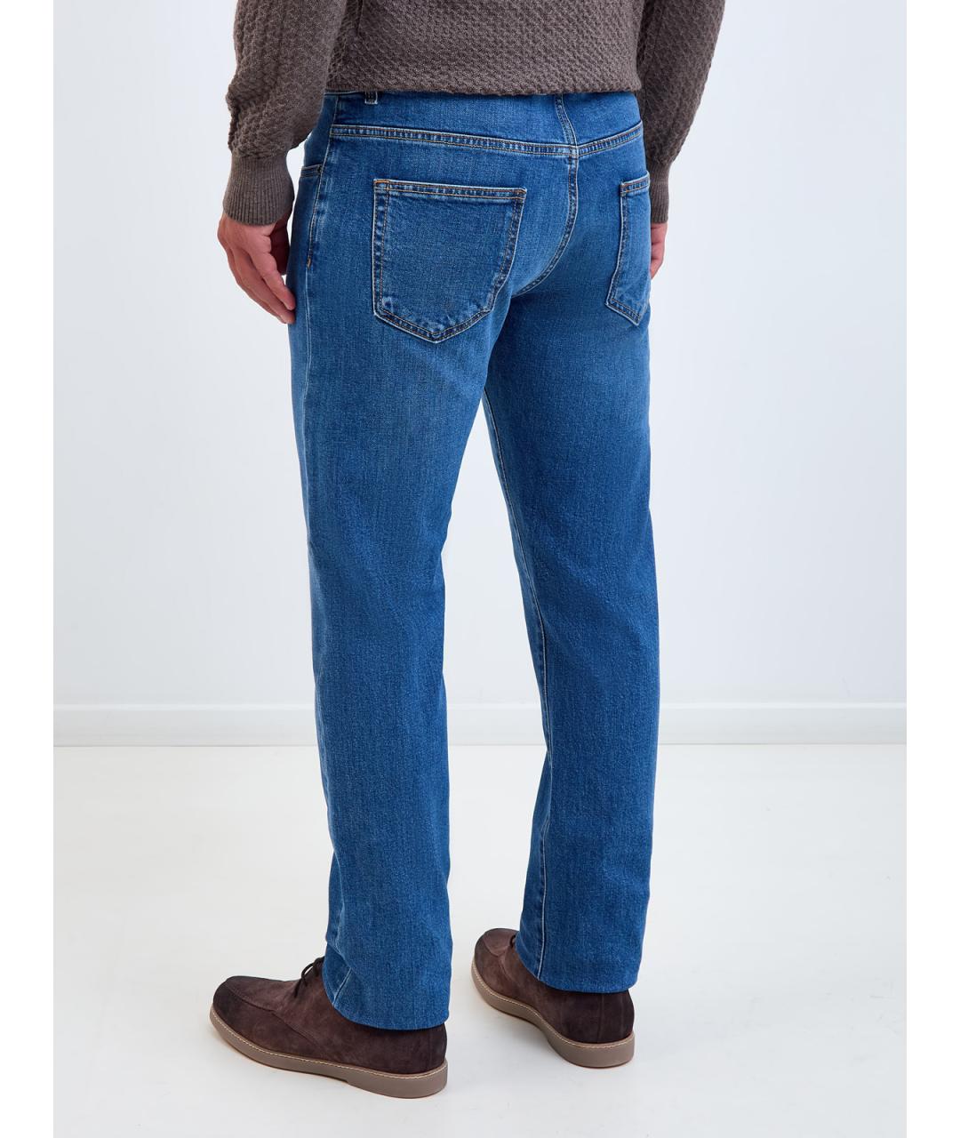 CANALI Синие хлопковые джинсы скинни, фото 4