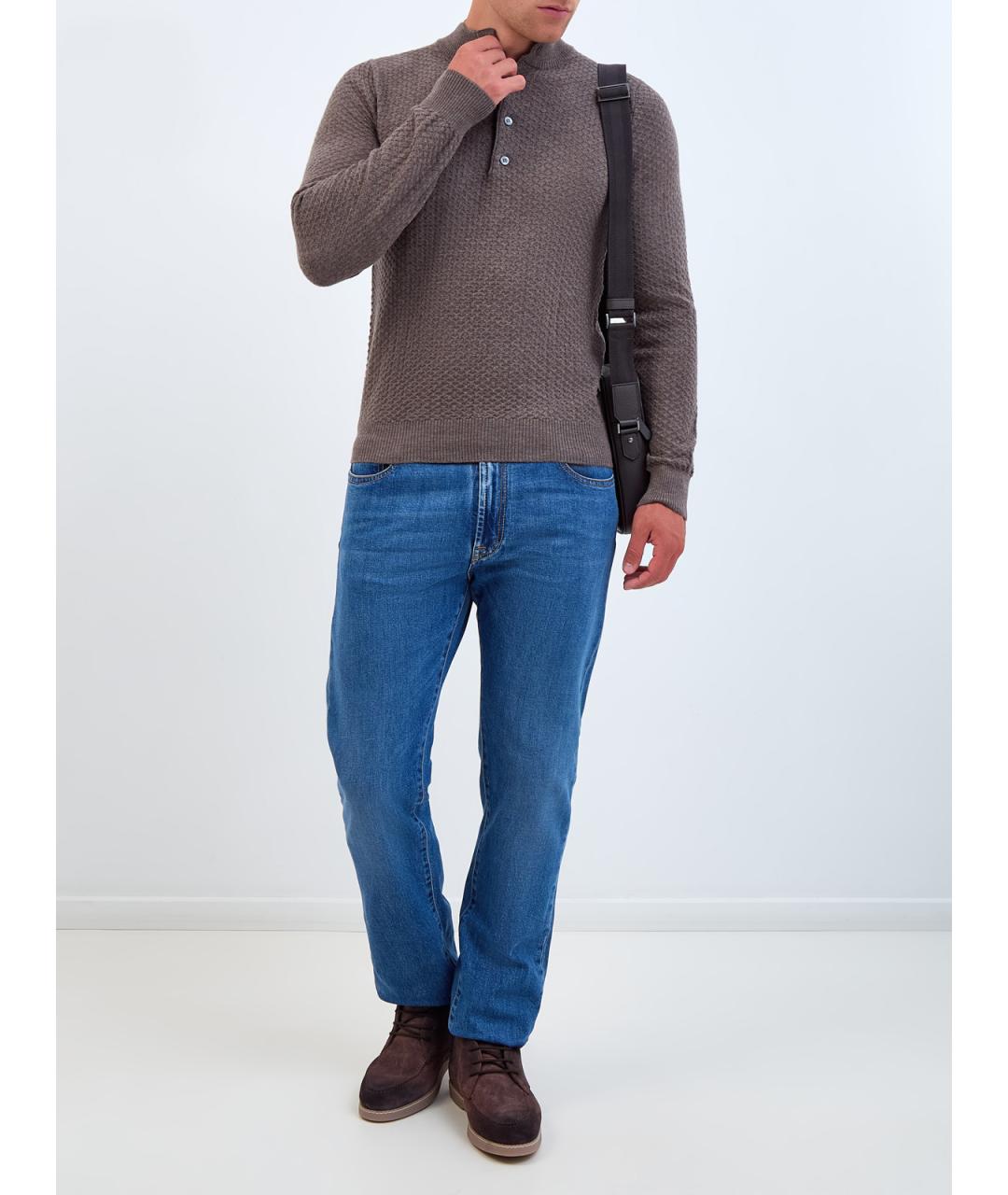 CANALI Синие хлопковые джинсы скинни, фото 2