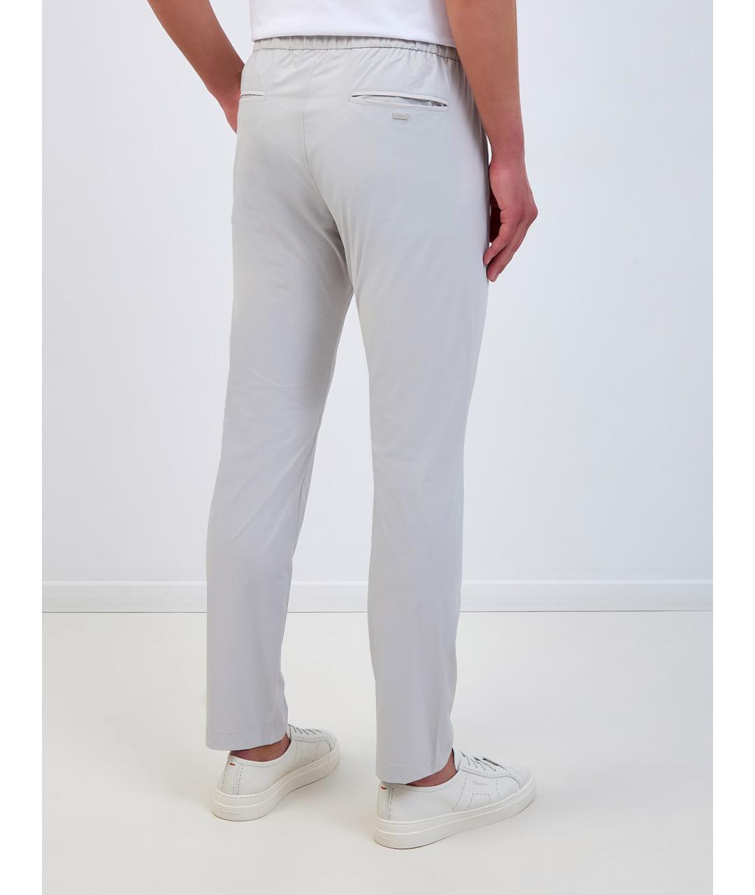 HERNO Серые полиамидовые повседневные брюки, фото 4