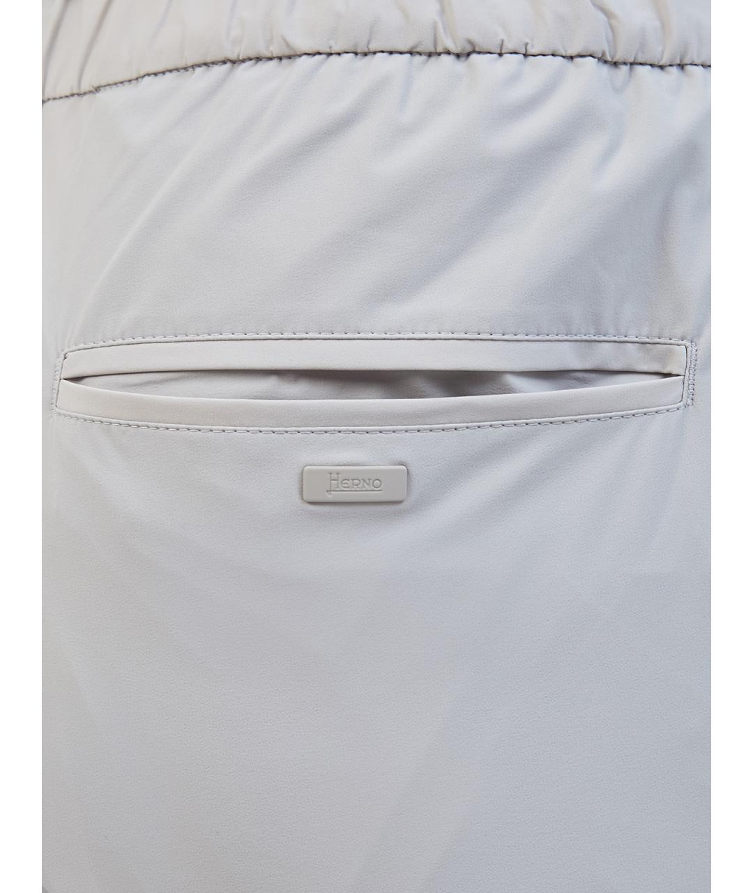 HERNO Серые полиамидовые повседневные брюки, фото 5