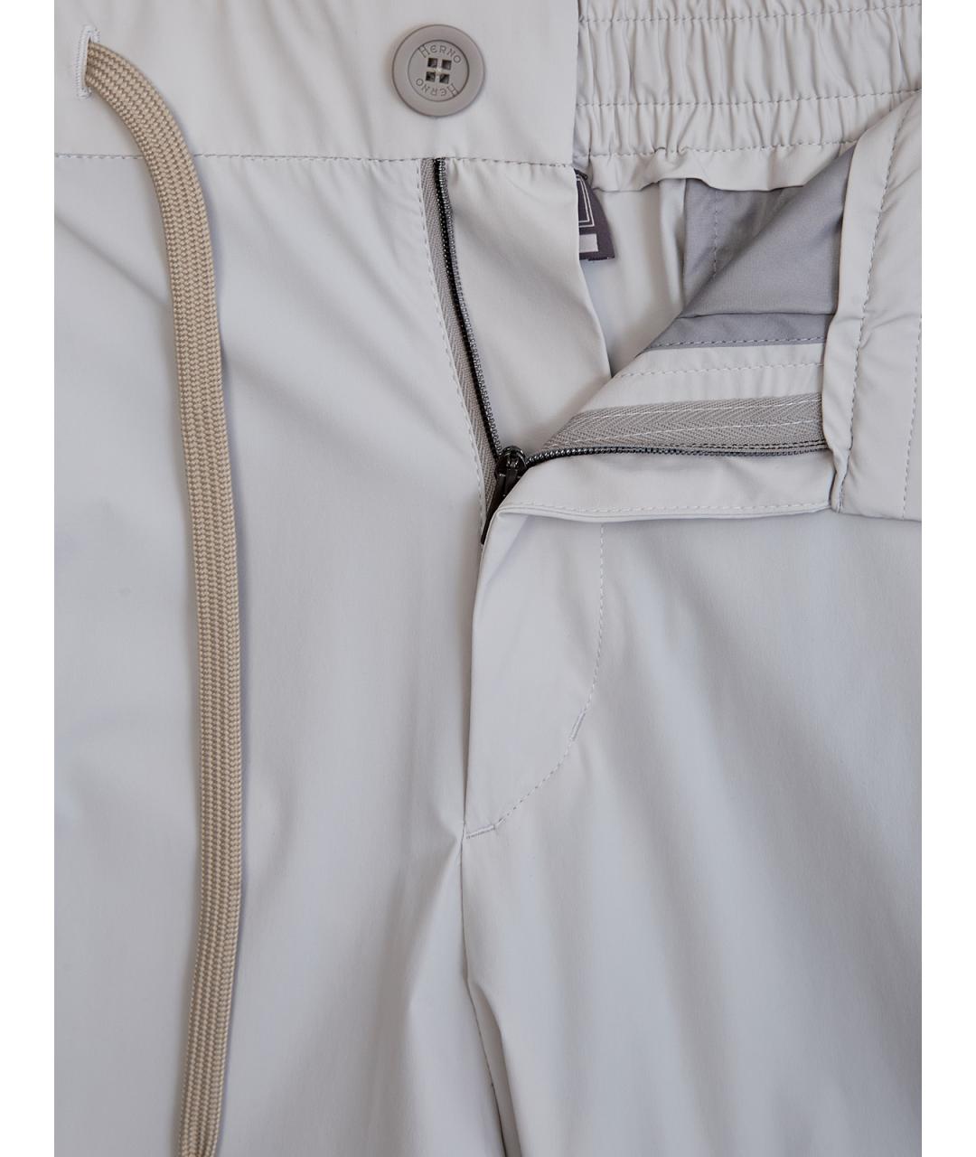 HERNO Серые полиамидовые повседневные брюки, фото 6