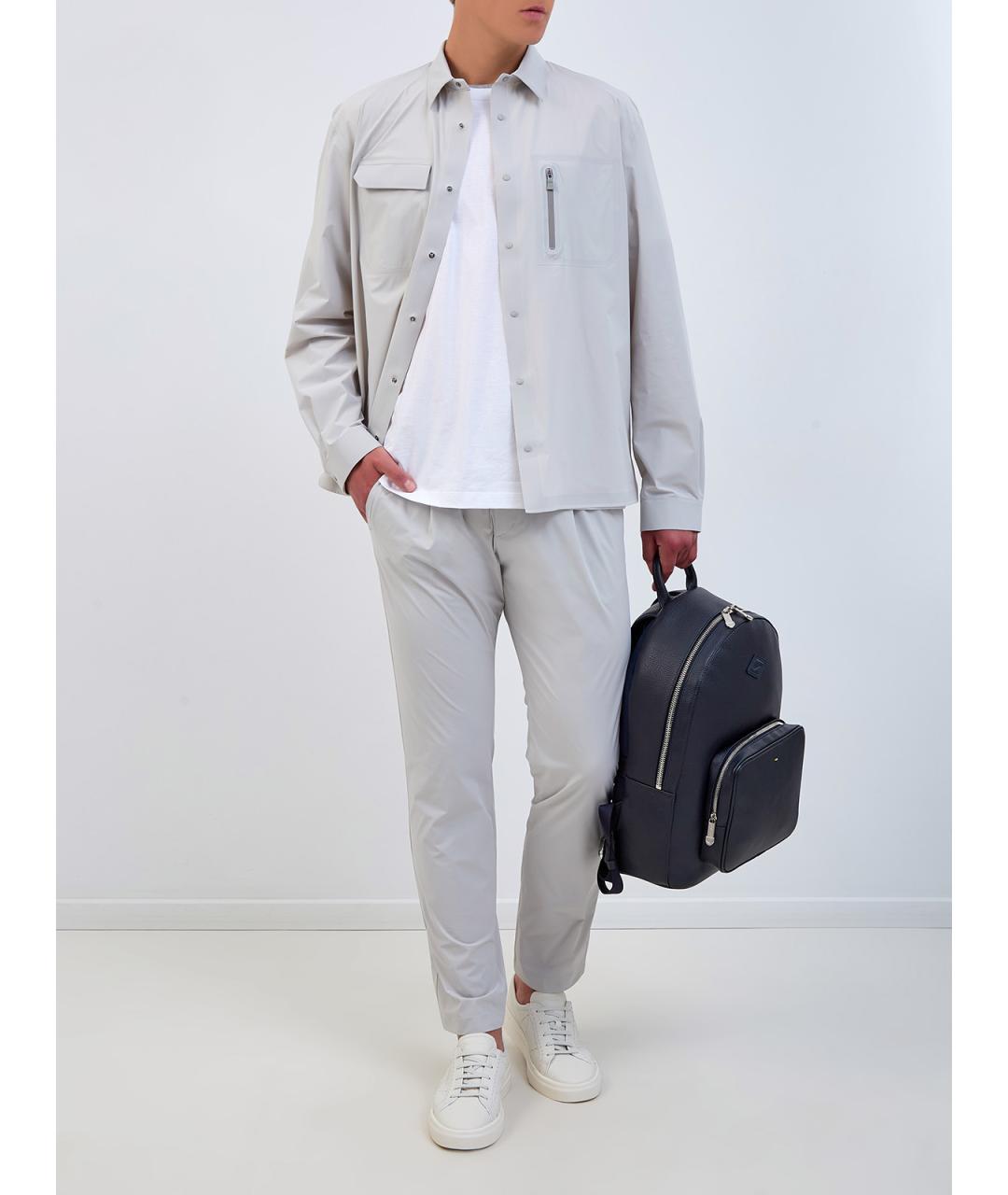 HERNO Серые полиамидовые повседневные брюки, фото 2