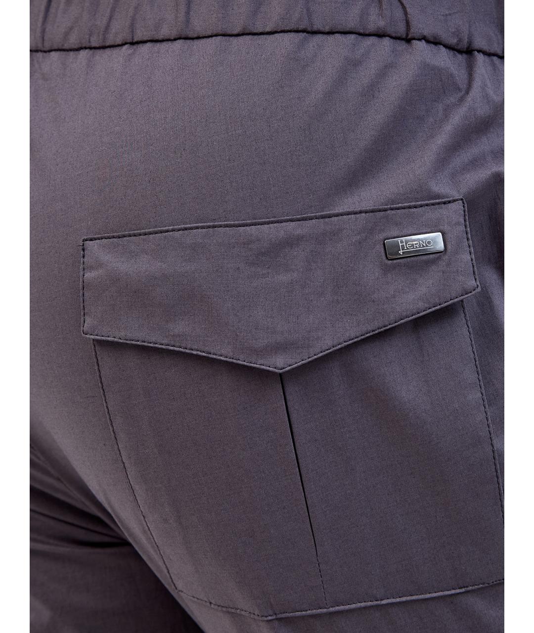 HERNO Серые хлопковые повседневные брюки, фото 5