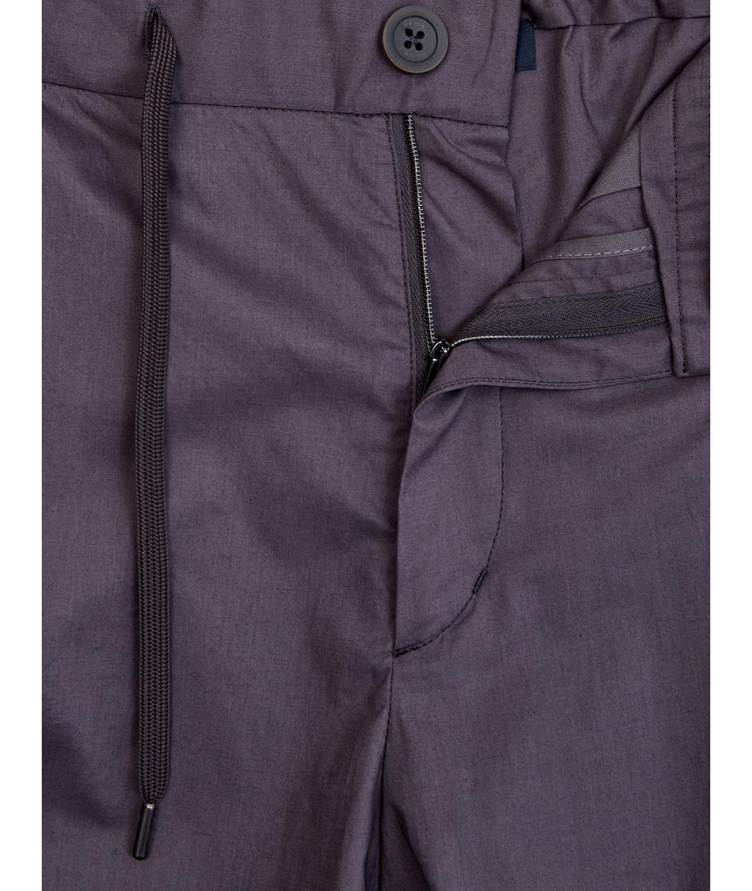 HERNO Серые хлопковые повседневные брюки, фото 6