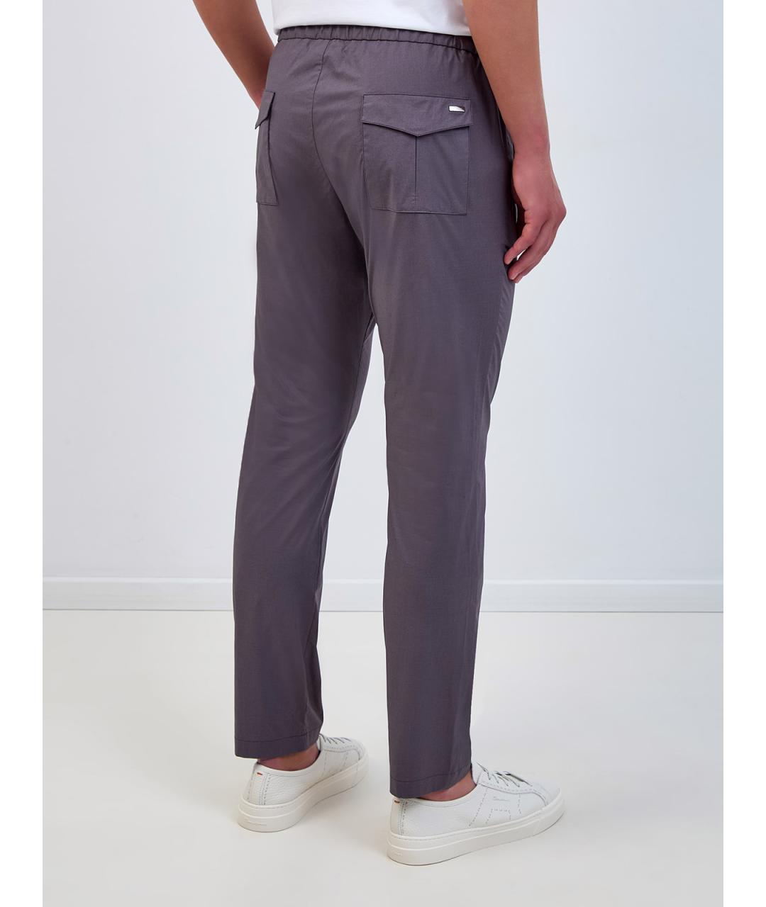 HERNO Серые хлопковые повседневные брюки, фото 4