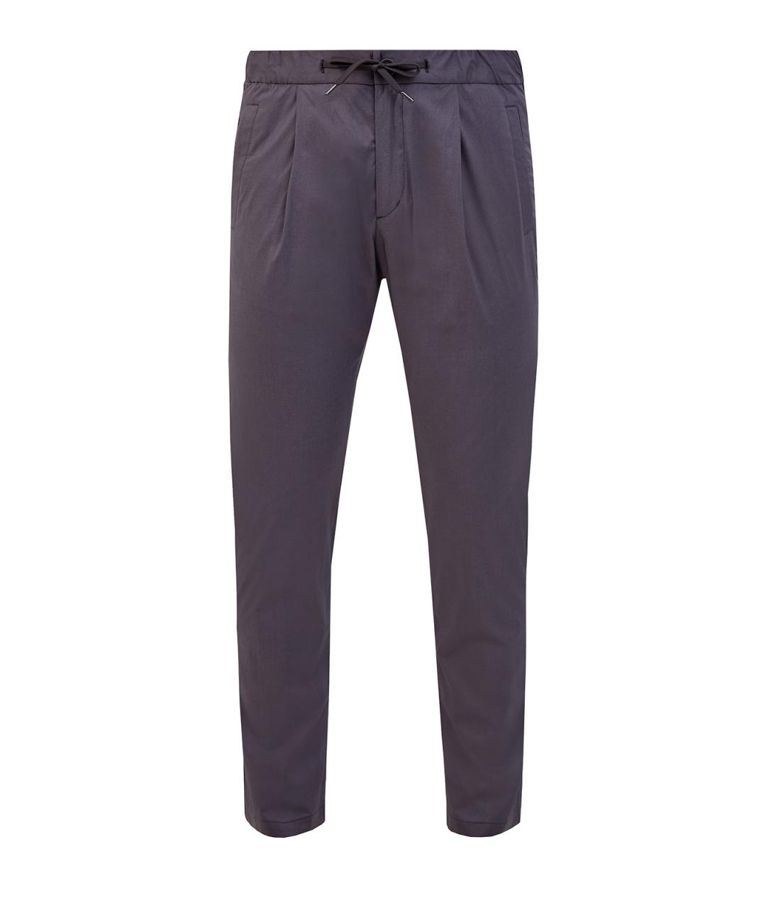 HERNO Серые хлопковые повседневные брюки, фото 1