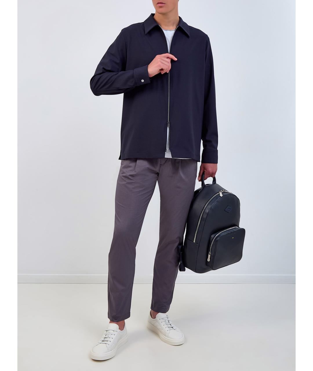 HERNO Серые хлопковые повседневные брюки, фото 2