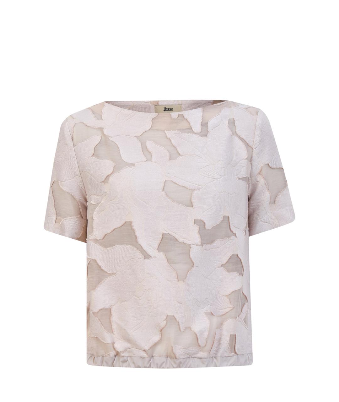 HERNO Бежевая вискозная футболка, фото 1