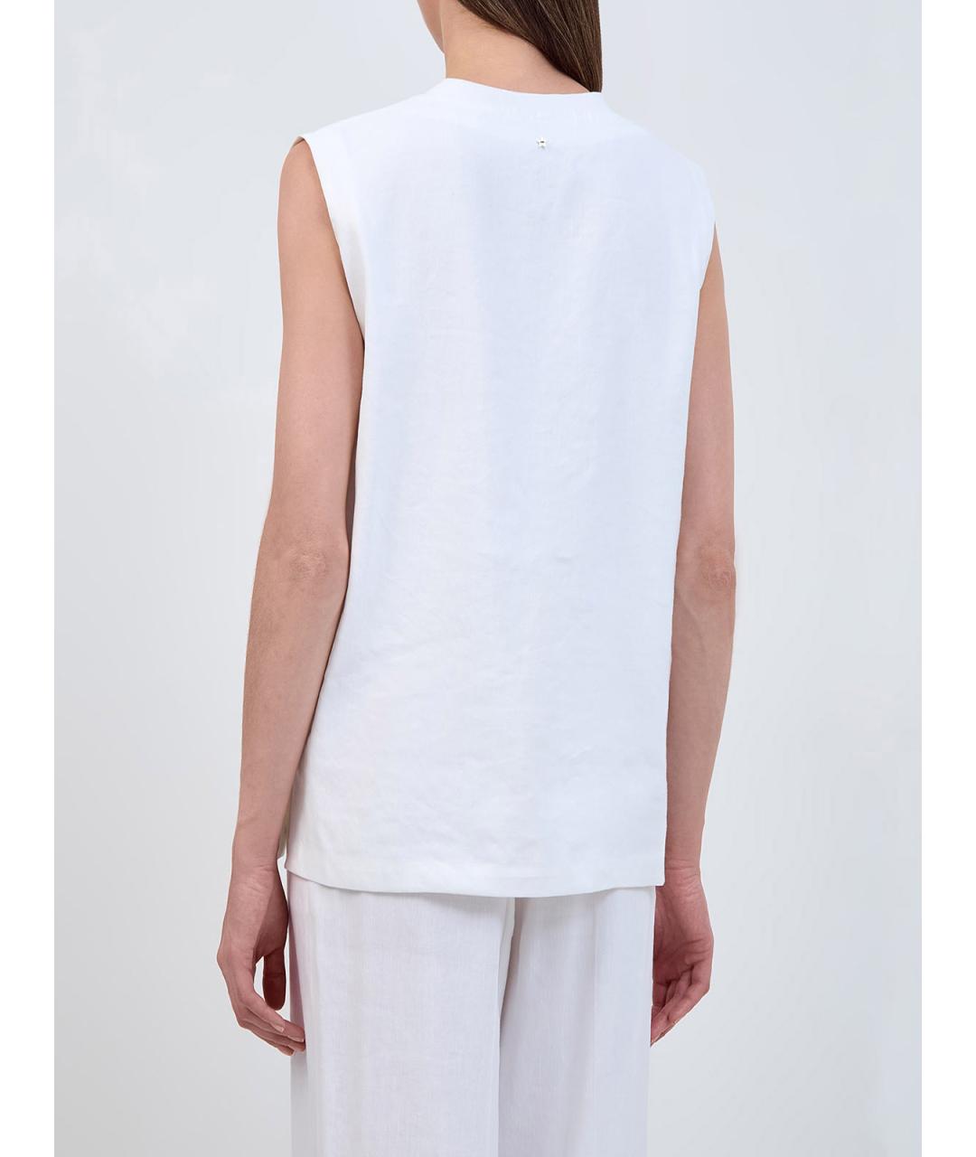 LORENA ANTONIAZZI Белая льняная блузы, фото 4