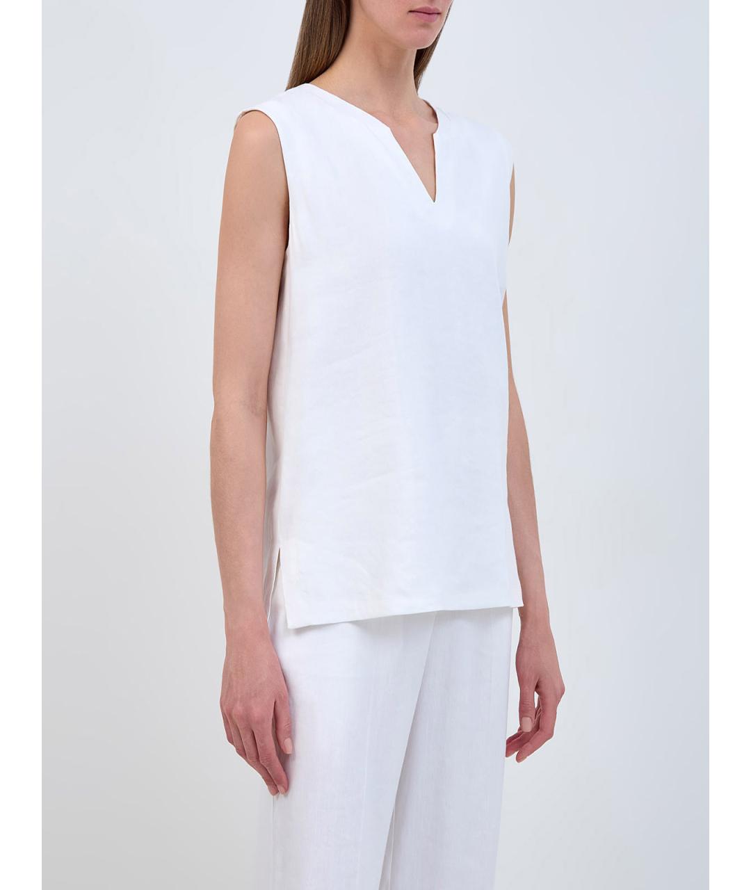 LORENA ANTONIAZZI Белая льняная блузы, фото 3