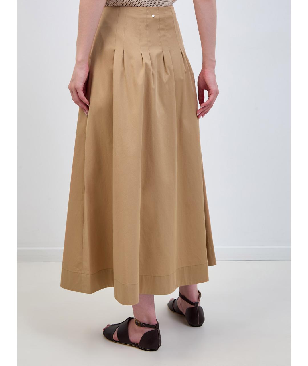 LORENA ANTONIAZZI Бежевая хлопковая юбка миди, фото 4