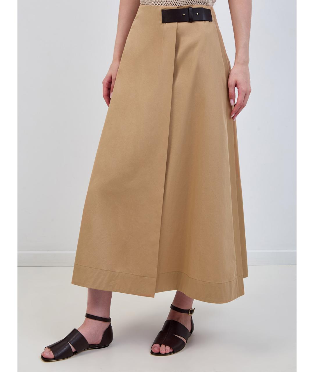 LORENA ANTONIAZZI Бежевая хлопковая юбка миди, фото 3