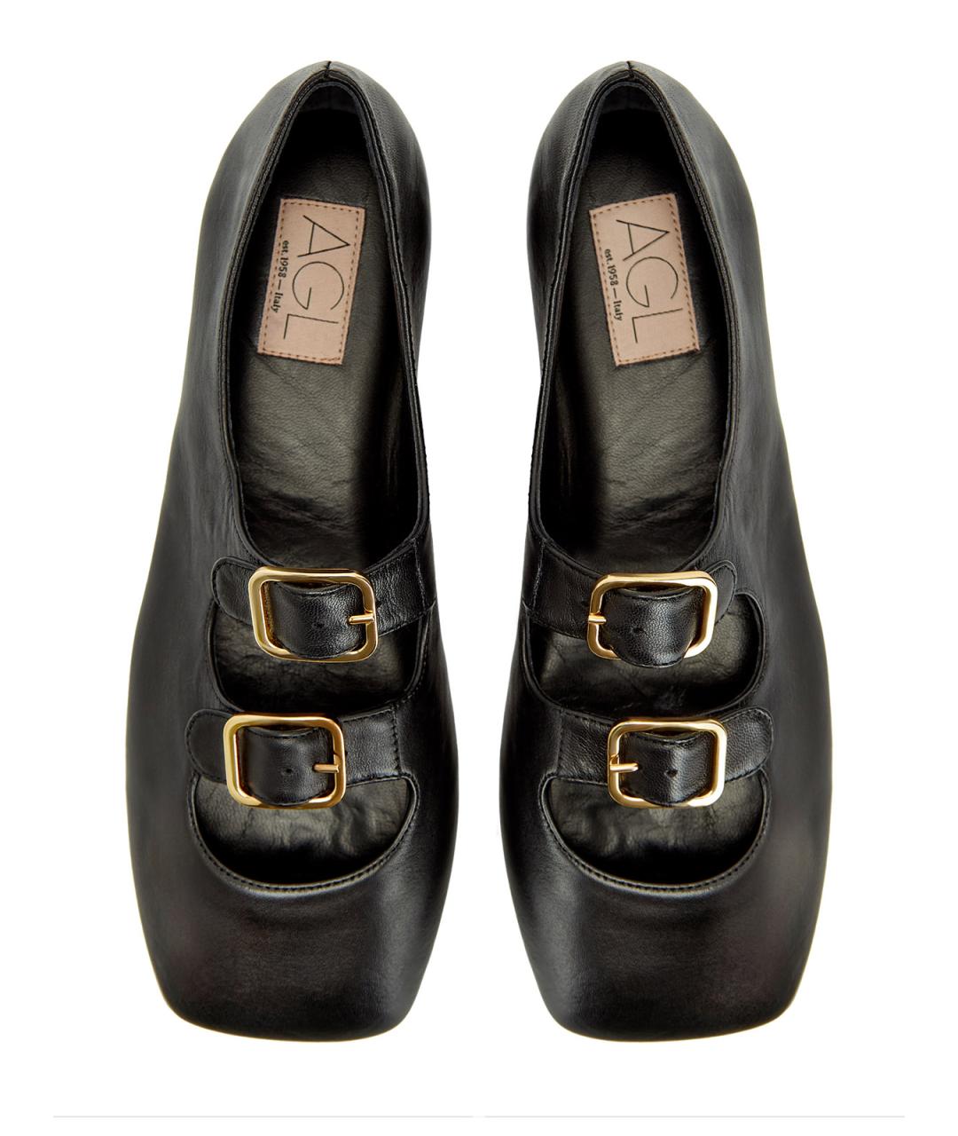 AGL Черные кожаные балетки, фото 6
