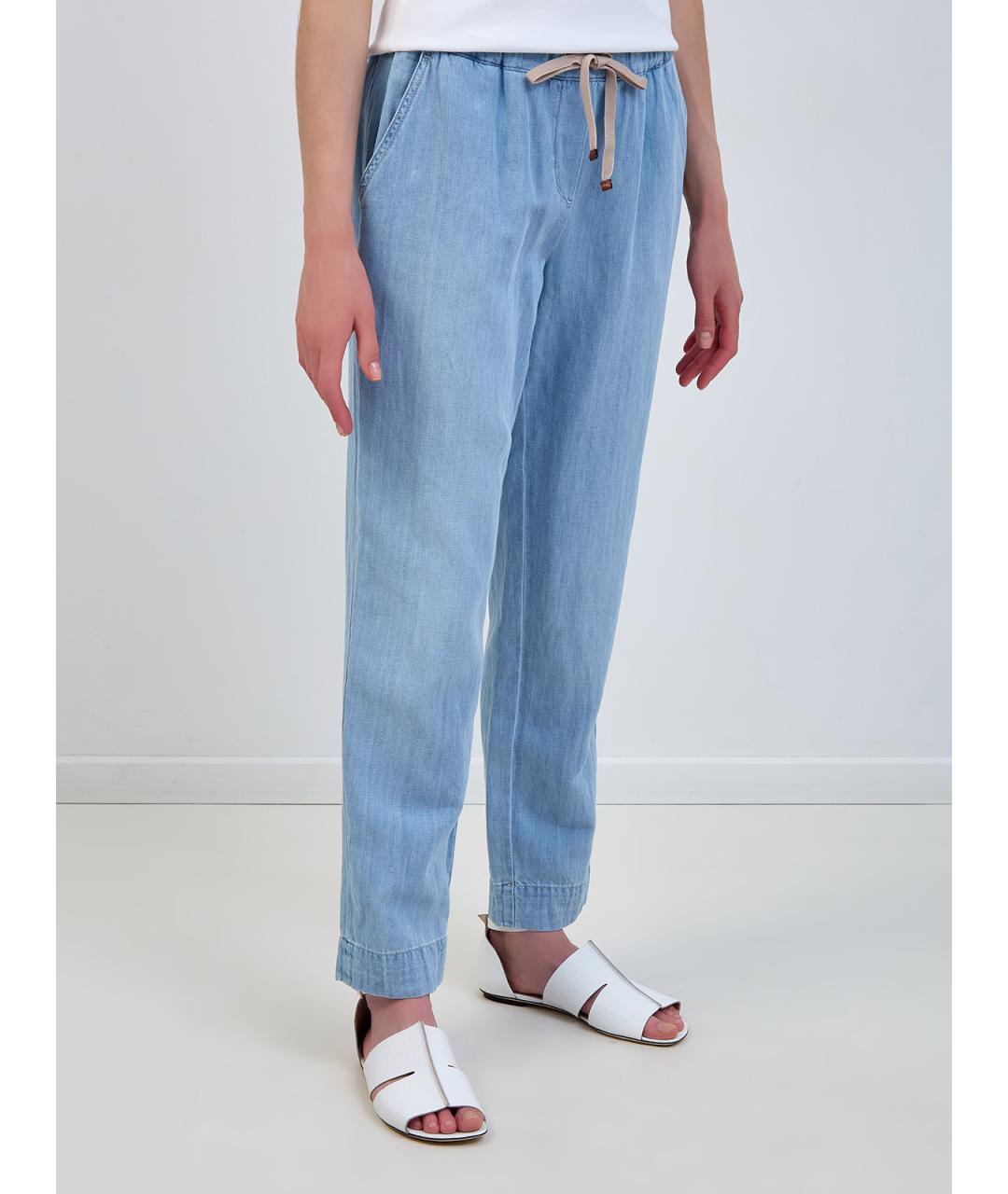 LORENA ANTONIAZZI Голубые хлопковые прямые джинсы, фото 3