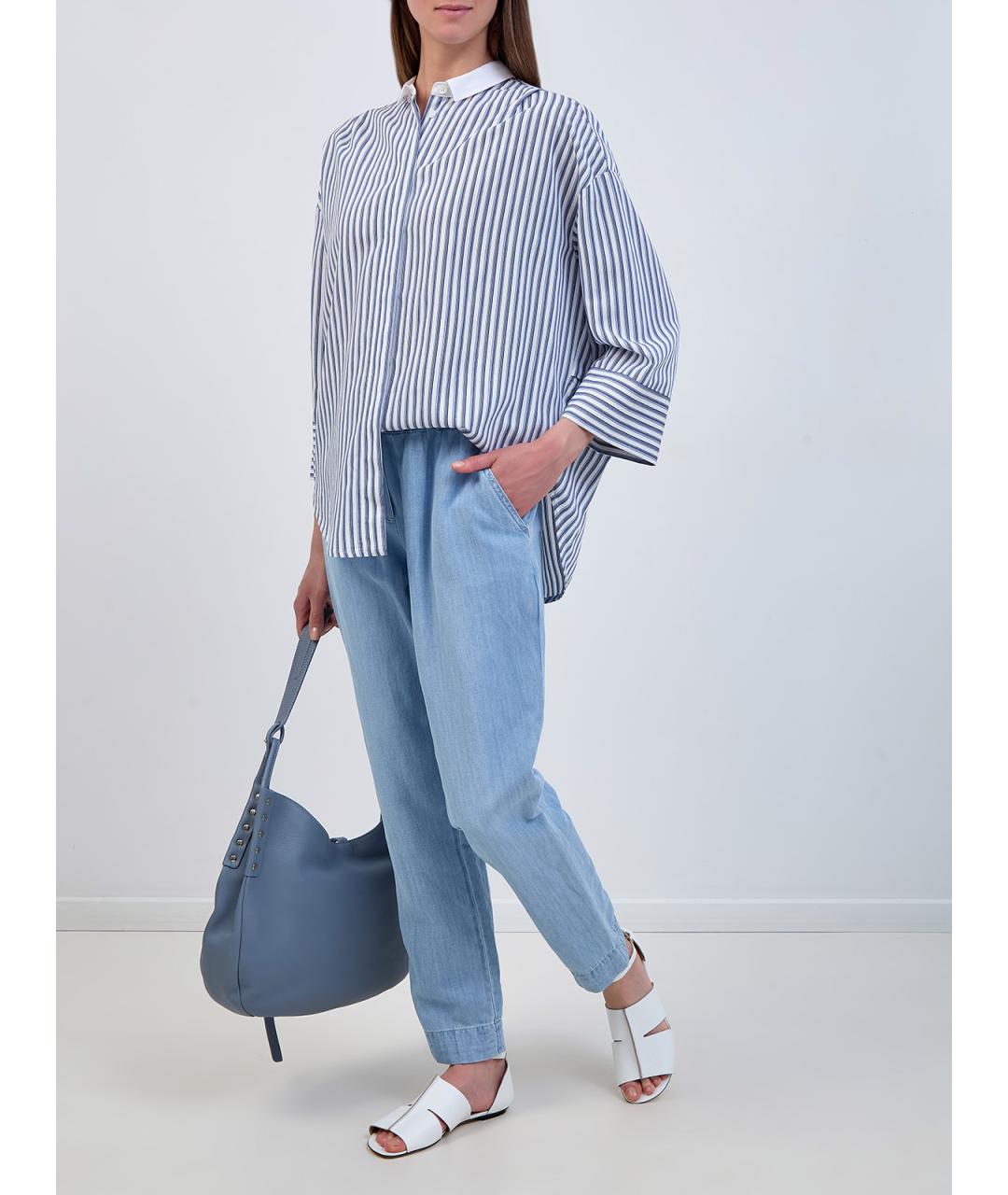 LORENA ANTONIAZZI Голубые хлопковые прямые джинсы, фото 2