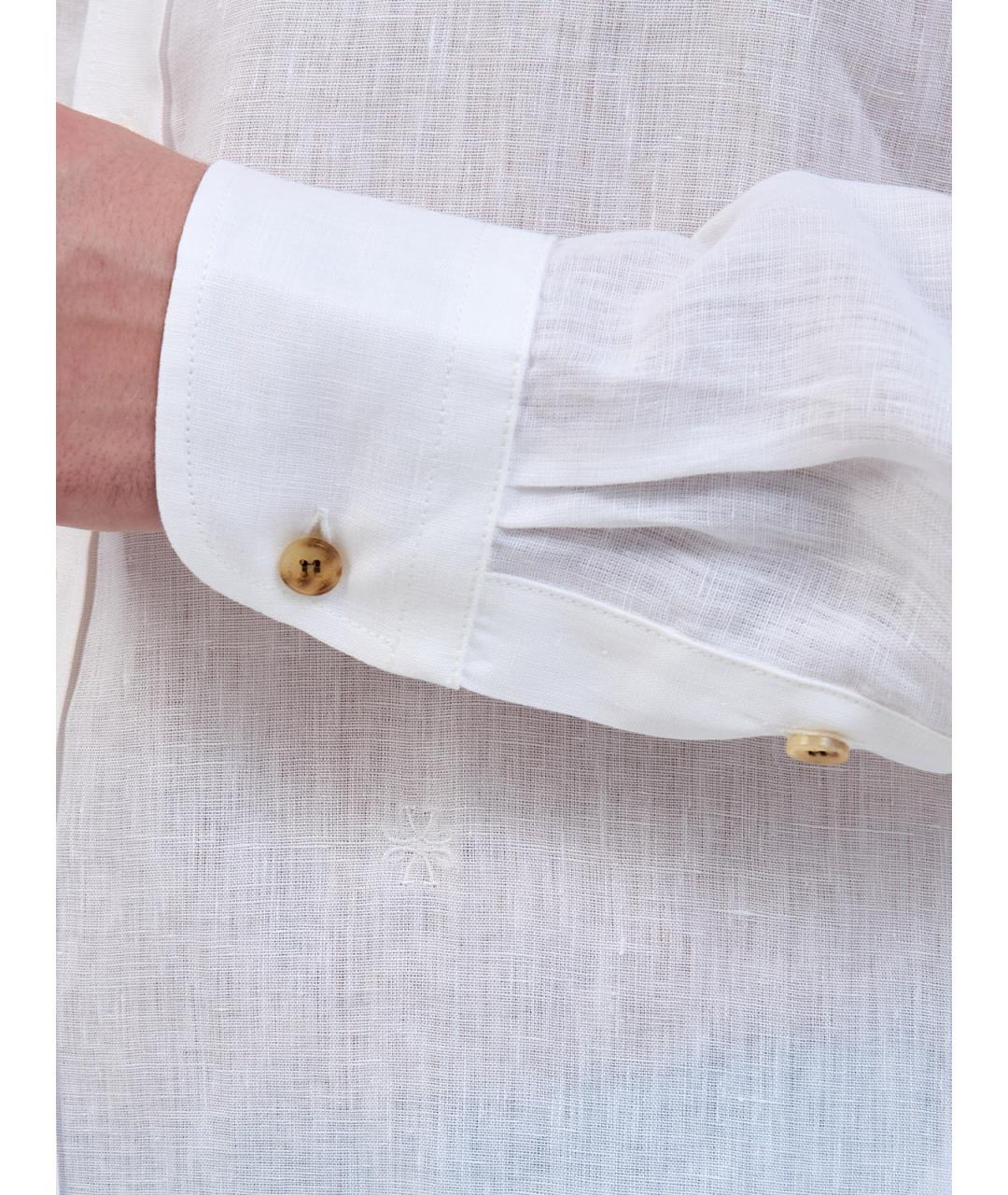 JACOB COHEN Белая льняная классическая рубашка, фото 5