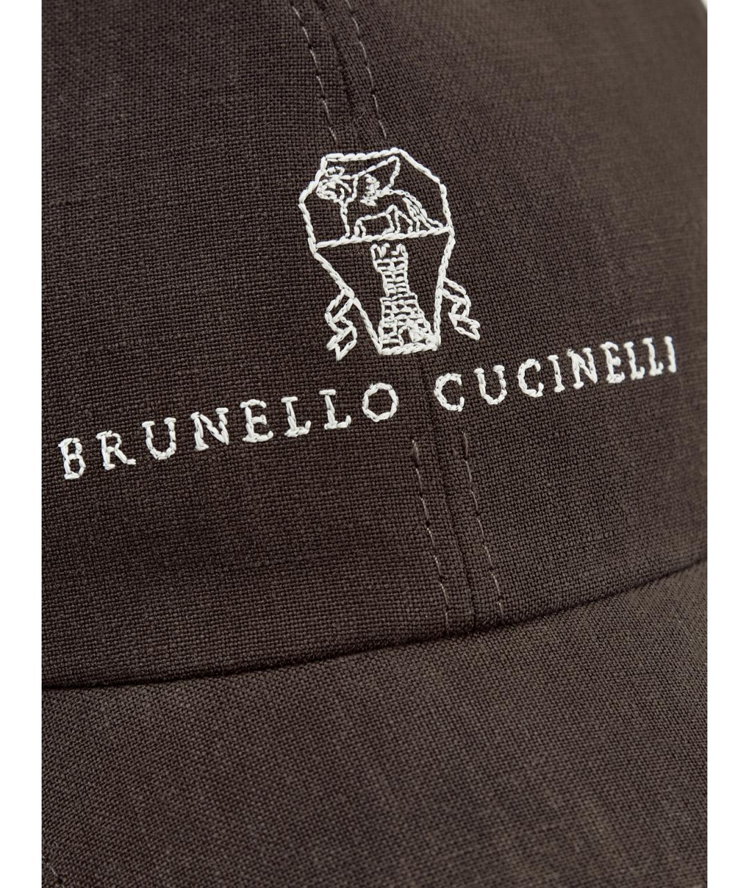BRUNELLO CUCINELLI Коричневая льняная кепка/бейсболка, фото 5