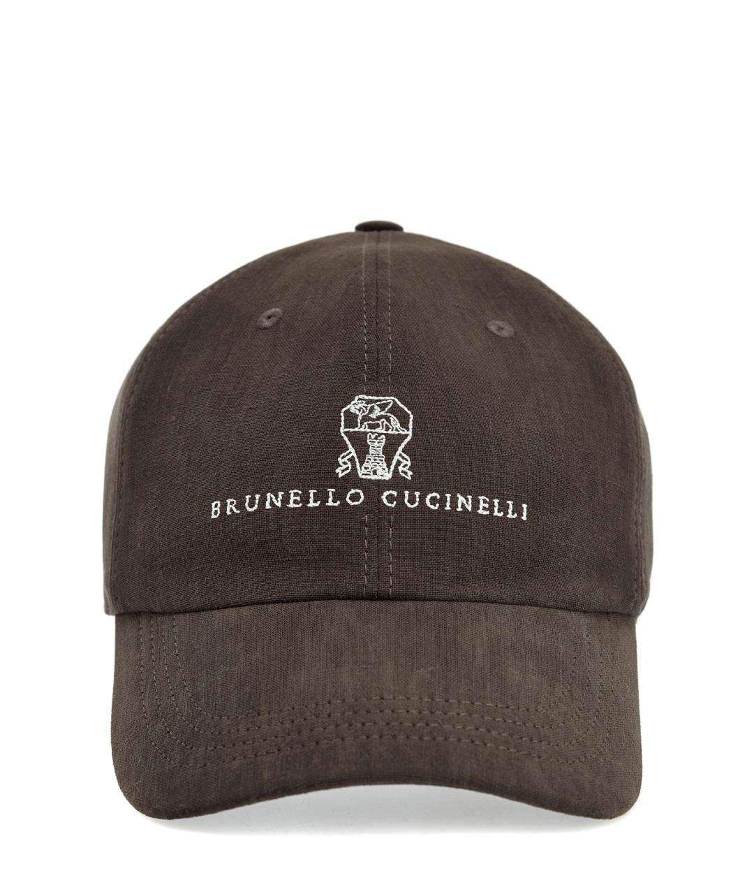 BRUNELLO CUCINELLI Коричневая льняная кепка/бейсболка, фото 1