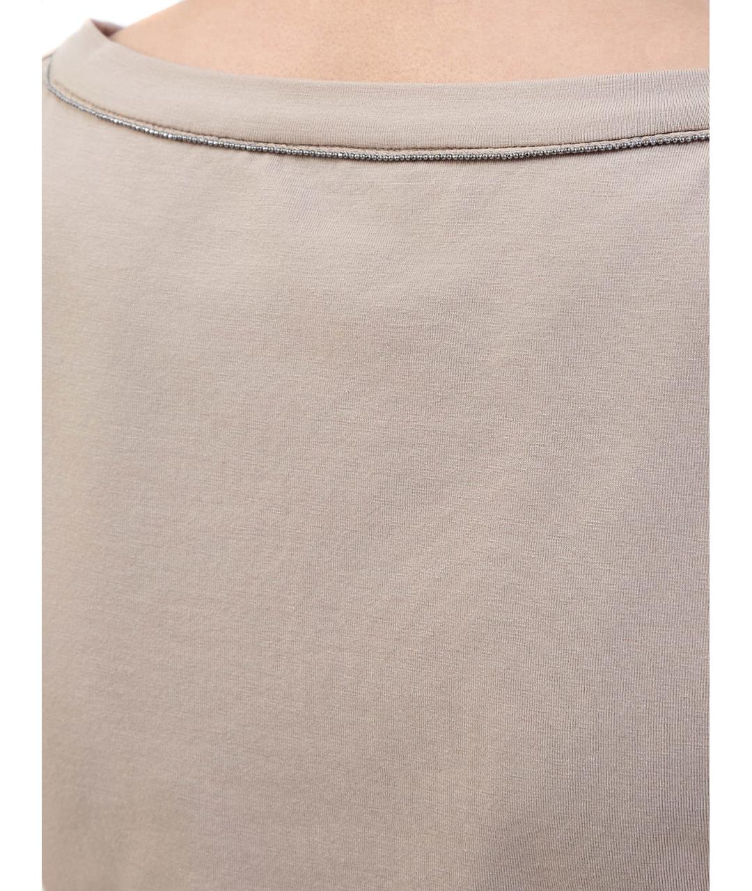 BRUNELLO CUCINELLI Бежевая хлопковая майка, фото 5