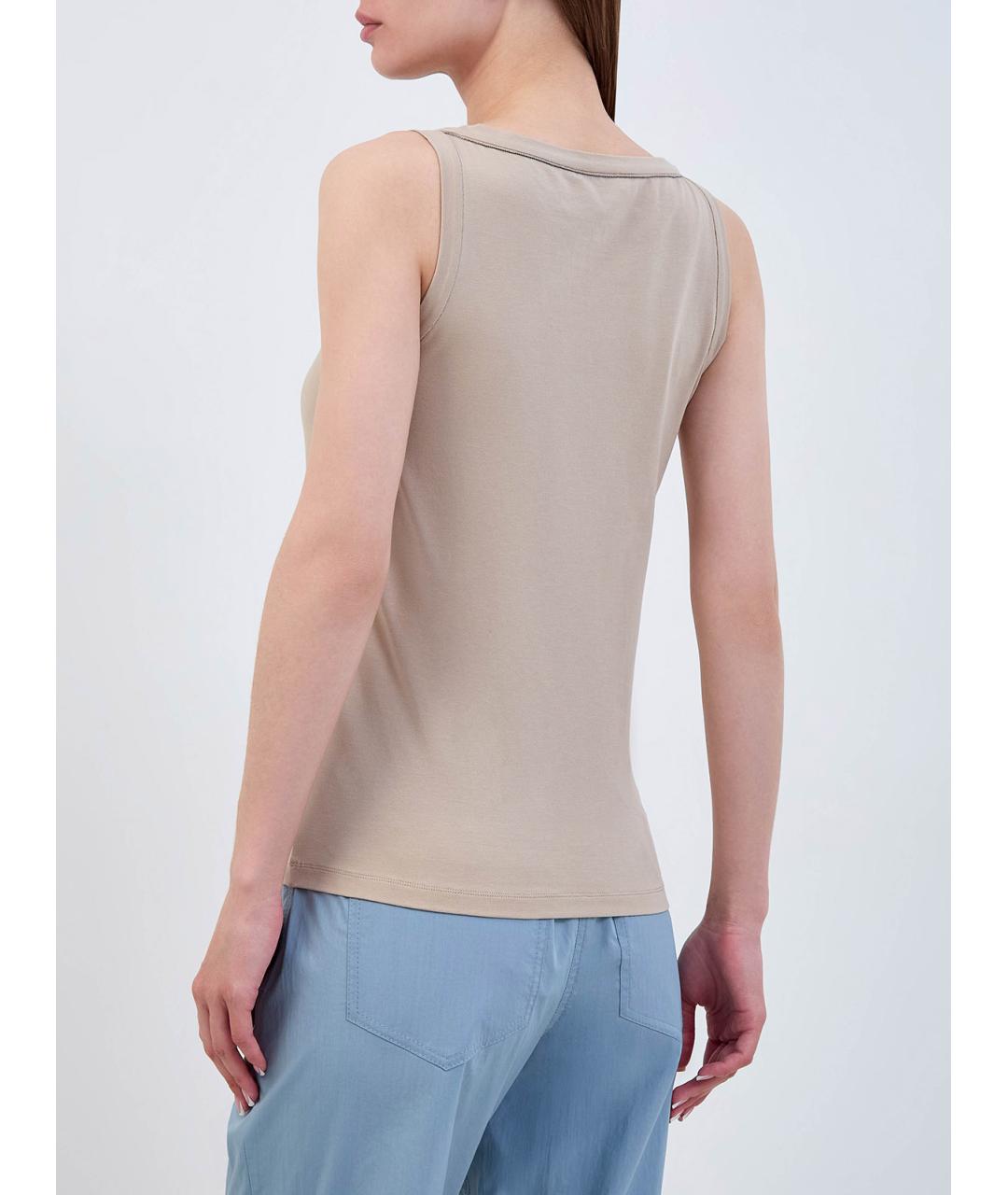 BRUNELLO CUCINELLI Бежевая хлопковая майка, фото 4