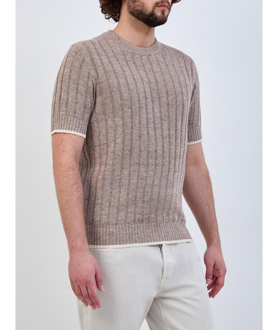 BRUNELLO CUCINELLI Коричневый льняной джемпер / свитер, фото 3