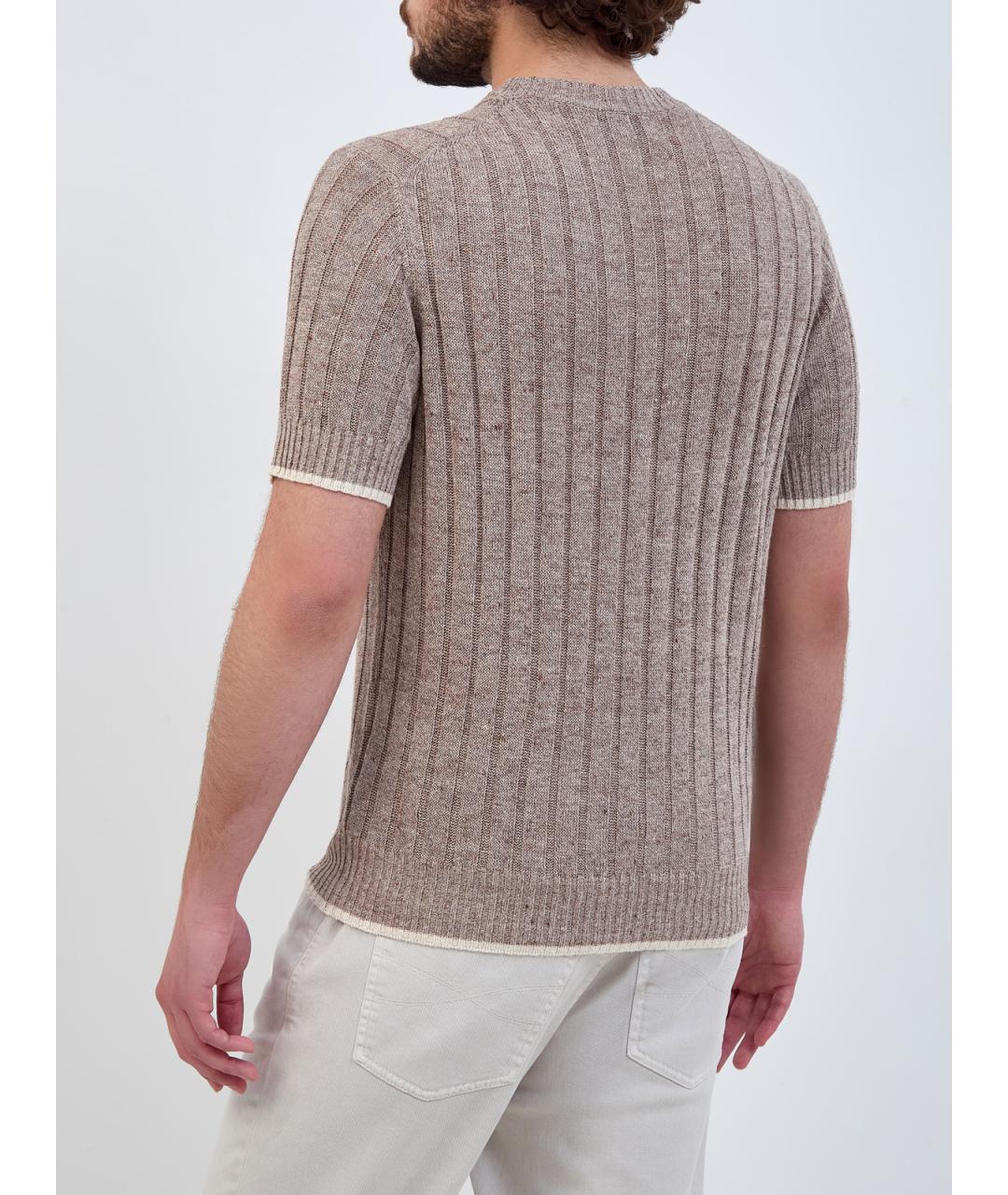 BRUNELLO CUCINELLI Коричневый льняной джемпер / свитер, фото 4