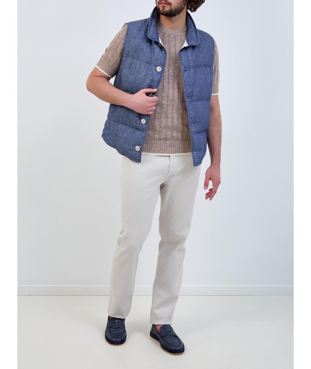 BRUNELLO CUCINELLI Коричневый льняной джемпер / свитер, фото 2