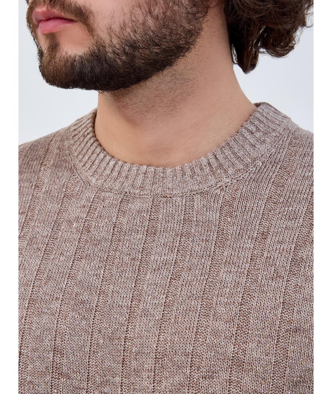 BRUNELLO CUCINELLI Коричневый льняной джемпер / свитер, фото 5