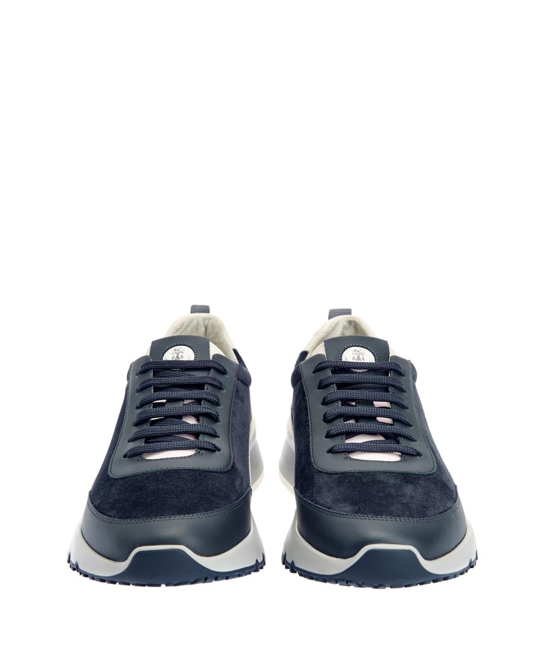 BRUNELLO CUCINELLI Темно-синие замшевые низкие кроссовки / кеды, фото 5