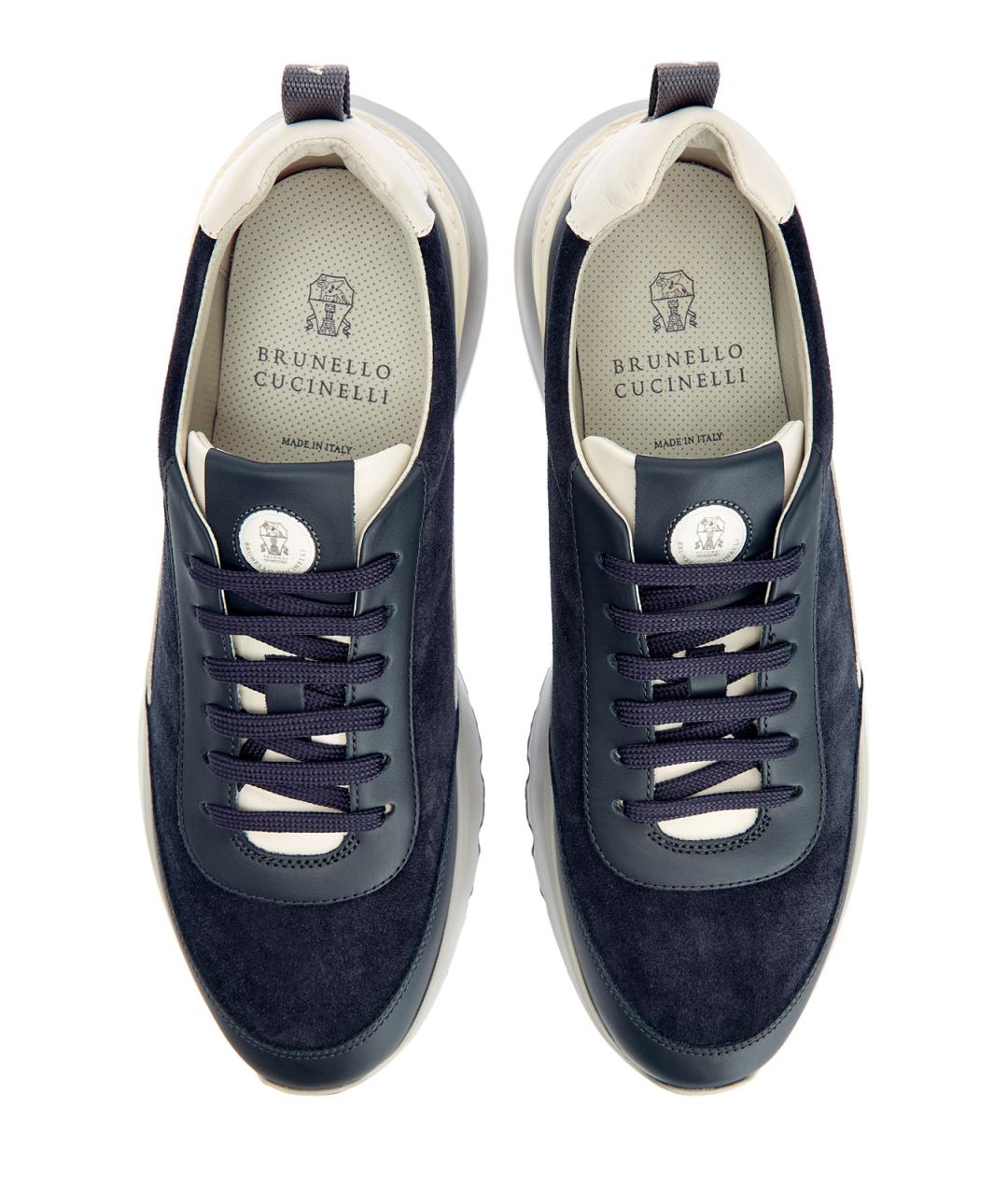 BRUNELLO CUCINELLI Темно-синие замшевые низкие кроссовки / кеды, фото 6