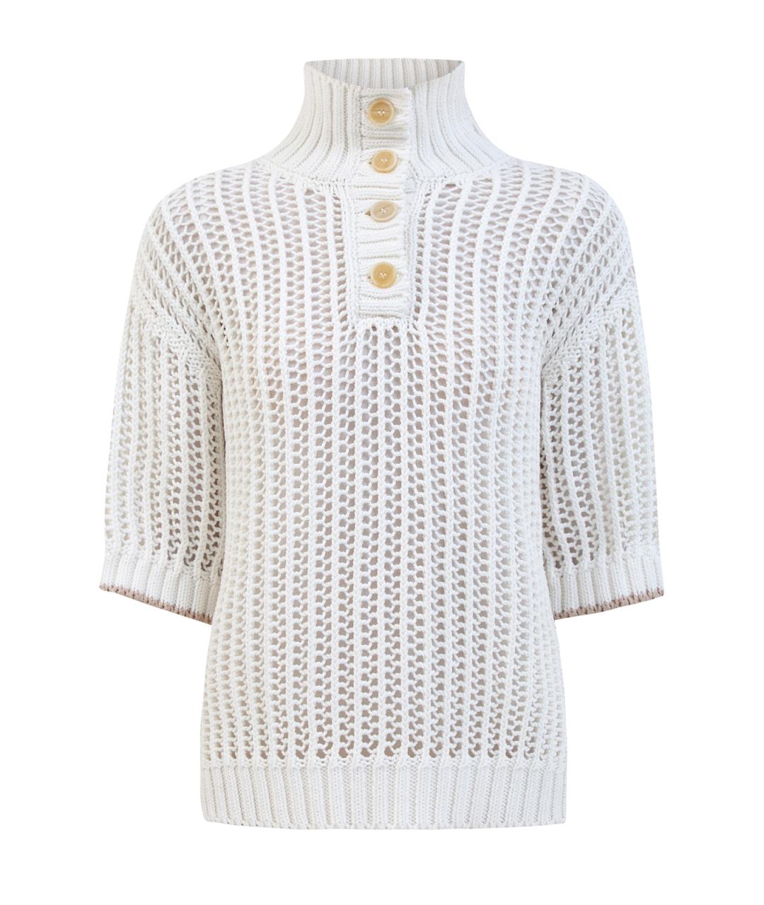 BRUNELLO CUCINELLI Белый хлопковый джемпер / свитер, фото 1