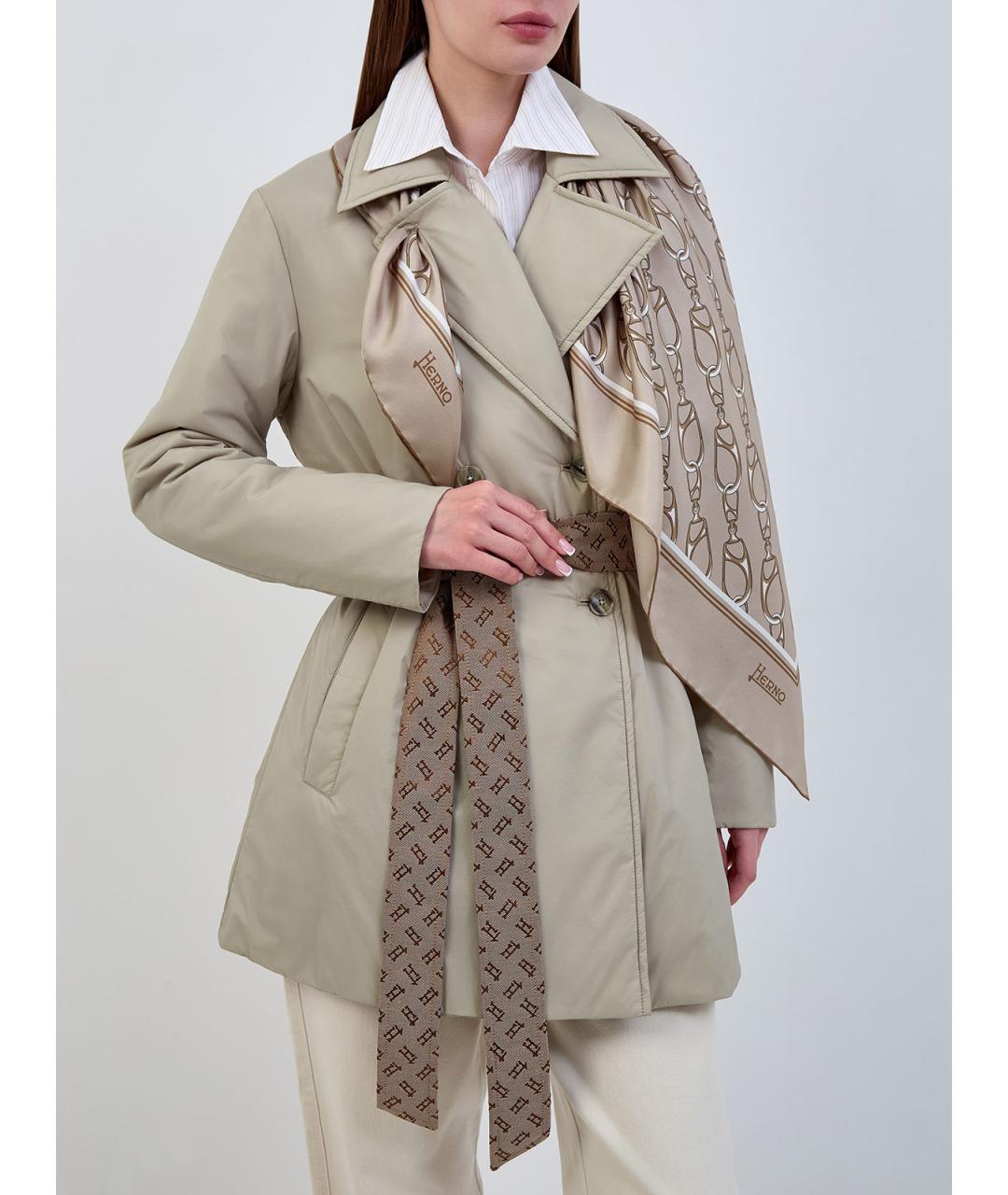 HERNO Зеленый полиамидовый тренч/плащ, фото 5