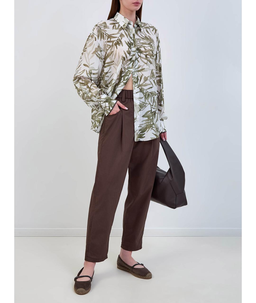 BRUNELLO CUCINELLI Белая шелковая блузы, фото 2