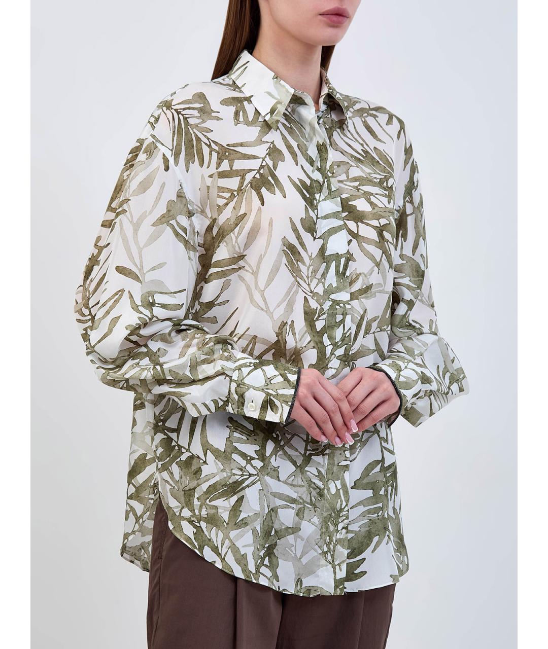 BRUNELLO CUCINELLI Белая шелковая блузы, фото 3