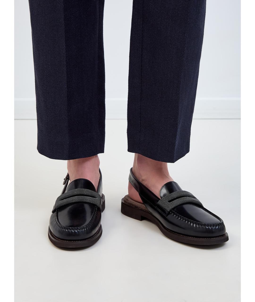 BRUNELLO CUCINELLI Черные кожаные лоферы, фото 2